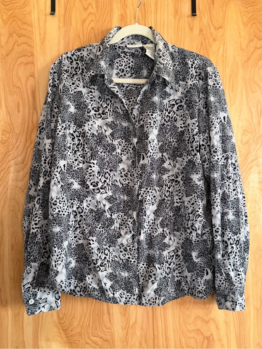 White Stag Black and White Leopard Print Button-Down Shirt